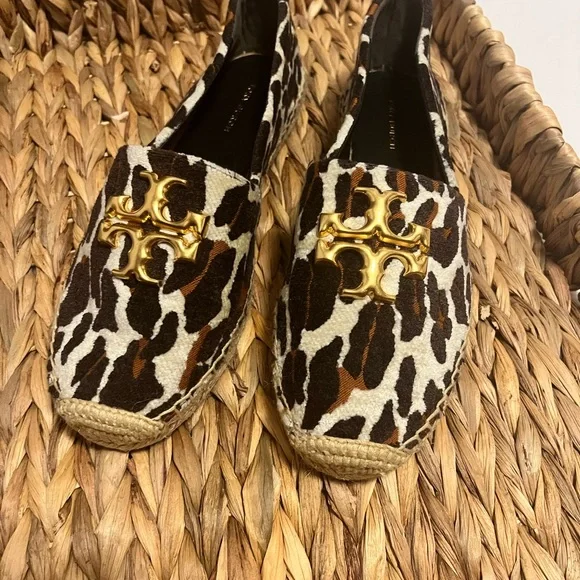 Tory Burch Leopard Print Espadrilles with Gold Accent - Picture 2 of 5